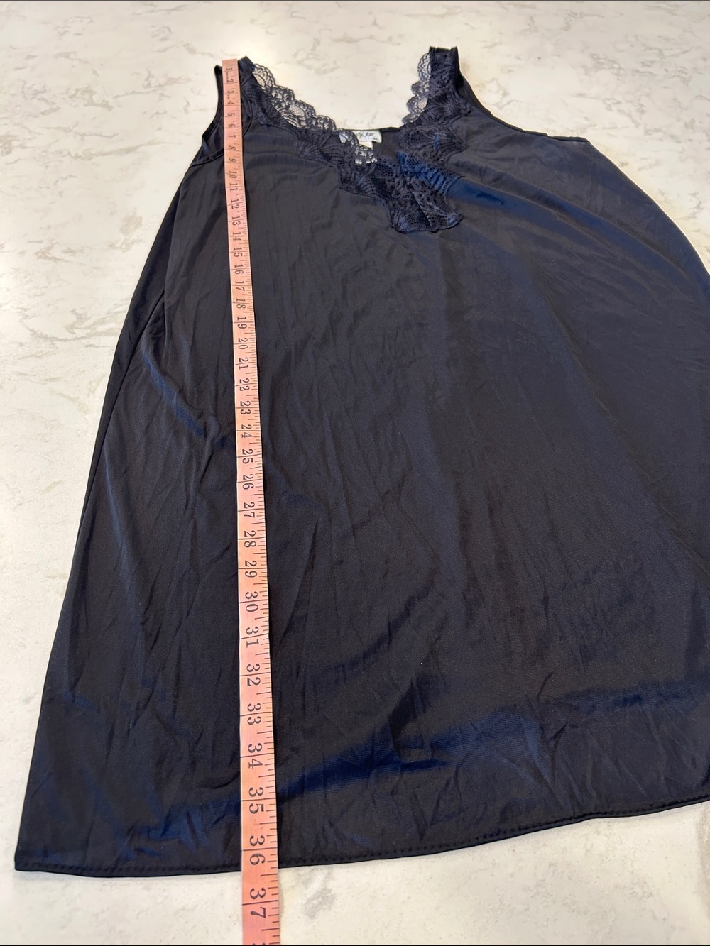 Vanity Fair Lace Trim V-Neck Intimates Sheer Nylon Slip Black XL - Picture 5 of 13